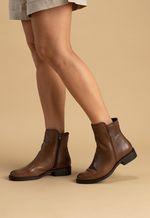 Bota Feminina Couro Liso Ferrugem com Zíper Lateral