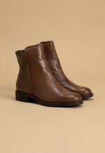 Bota Feminina Couro Liso Ferrugem com Zíper Lateral