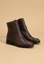 Bota Feminina Couro Liso Café com Zíper Lateral