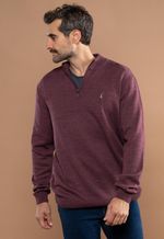 Suéter Masculino Gola Alta com Zíper Vinho Mescla
