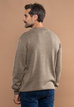 Suéter Masculino Gola Alta com Zíper Bege Mescla