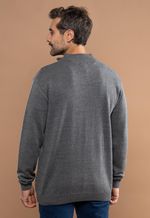 Suéter Masculino Gola Alta com Zíper Cinza Grafite Mescla