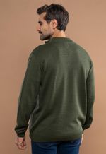 Suéter Masculino Gola Alta com Zíper Verde-Musgo
