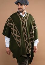 Poncho Pampa Verde com Bege 