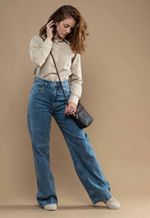 Calça Jeans Feminina Wide Leg Azul Claro