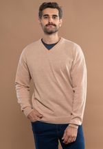 Suéter Masculino V Lã Merino Misto 5168 Bege