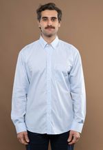 Camisa Justo Masculina Clássica Xadrez Azul-Claro