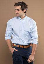 Camisa Justo Masculina Clássica Xadrez Azul-Claro