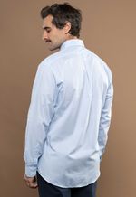 Camisa Justo Masculina Clássica Xadrez Azul-Claro