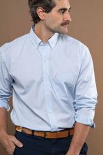 Camisa Justo Masculina Clássica Xadrez Azul-Claro