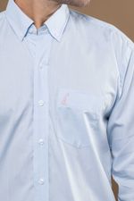 Camisa Justo Masculina Clássica Xadrez Azul-Claro