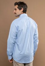 Camisa Justo Masculina Clássica Xadrez Azul-Celeste