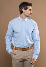 Camisa Justo Masculina Clássica Xadrez Azul-Celeste