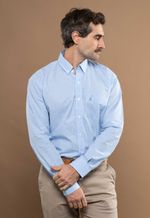 Camisa Justo Masculina Clássica Xadrez Azul-Celeste
