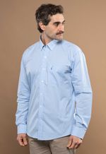 Camisa Justo Masculina Clássica Xadrez Azul-Celeste