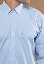 Camisa Justo Masculina Clássica Xadrez Azul-Celeste