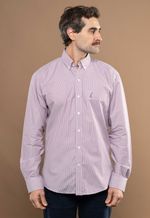 Camisa Justo Masculina Clássica Listrada Bordô