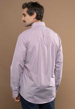 Camisa Justo Masculina Clássica Listrada Bordô