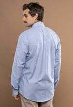 Camisa Justo Masculina Clássica Listrada Azul-Claro