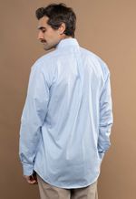 Camisa Justo Masculina Clássica Listrada Azul-Celeste