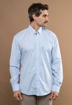 Camisa Justo Masculina Clássica Listrada Azul-Celeste