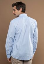 Camisa Justo Masculina Custom Listrada Azul-Celeste