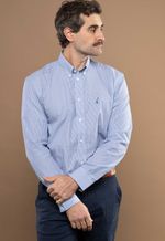 Camisa Justo Masculina Custom Listrada Azul-Claro