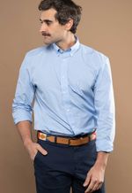 Camisa Justo Masculina Custom Xadrez Azul-Celeste