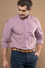 Camisa Justo Masculina Custom Xadrez Rosa Antigo