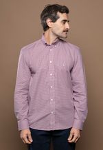 Camisa Justo Masculina Custom Xadrez Rosa Antigo