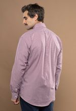 Camisa Justo Masculina Clássica Xadrez Rosa Antigo