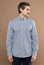 Camisa Justo Masculina Custom Xadrez Azul-Acinzentado