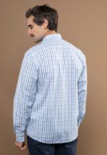 Camisa Justo Masculina Custom Xadrez Azul