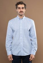 Camisa Justo Masculina Custom Xadrez Azul