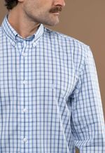 Camisa Justo Masculina Custom Xadrez Azul