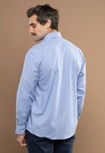 Camisa Justo Masculina Custom Xadrez Azul-Claro