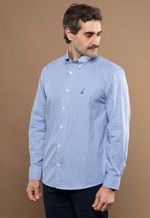 Camisa Justo Masculina Custom Xadrez Azul-Claro
