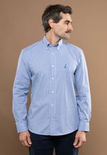 Camisa Justo Masculina Custom Xadrez Azul-Claro