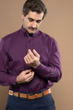 Camisa Justo Masculina Custom Xadrez Bordô
