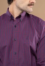 Camisa Justo Masculina Custom Xadrez Bordô