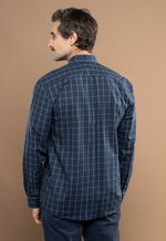 Camisa Justo Masculina Custom Xadrez Azul-Marinho
