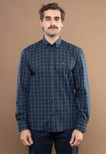 Camisa Justo Masculina Custom Xadrez Azul-Marinho