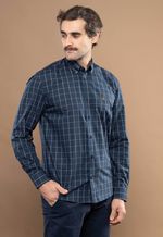 Camisa Justo Masculina Custom Xadrez Azul-Marinho
