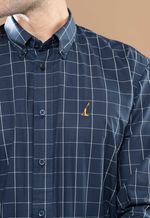 Camisa Justo Masculina Custom Xadrez Azul-Marinho
