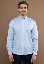 Camisa Justo Masculina Custom Listrada Azul-Celeste
