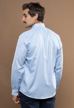 Camisa Justo Masculina Custom Listrada Azul-Celeste
