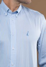 Camisa Justo Masculina Custom Listrada Azul-Celeste
