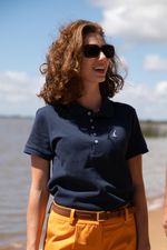 Camisa Polo Piquet Feminina Los Corrales Azul Noite