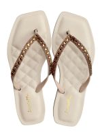 Chinelo Lunielly Strass Bege 
