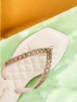 Chinelo Lunielly Strass Bege 